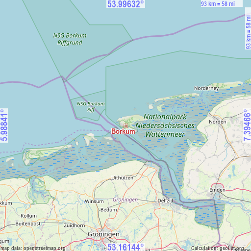 Borkum on map