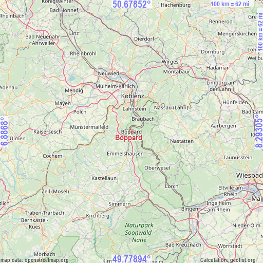 Boppard on map