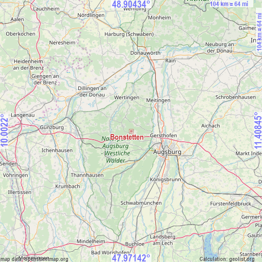 Bonstetten on map