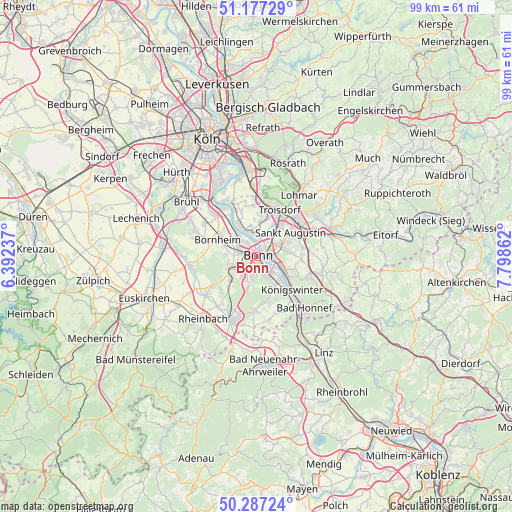 Bonn on map