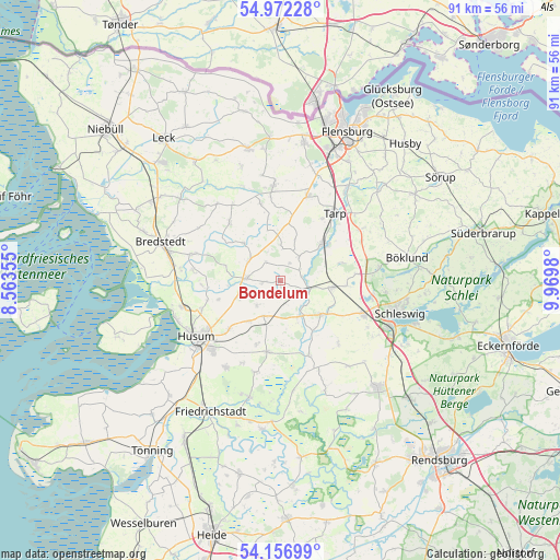 Bondelum on map