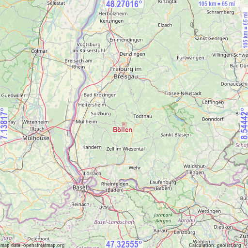 Böllen on map