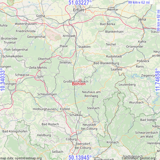 Böhlen on map