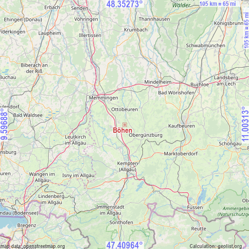 Böhen on map