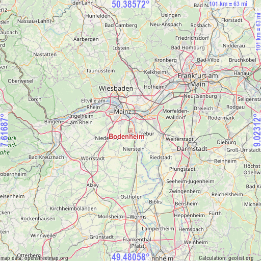 Bodenheim on map