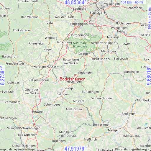 Bodelshausen on map