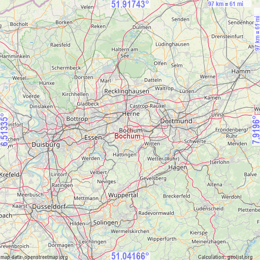 Bochum on map