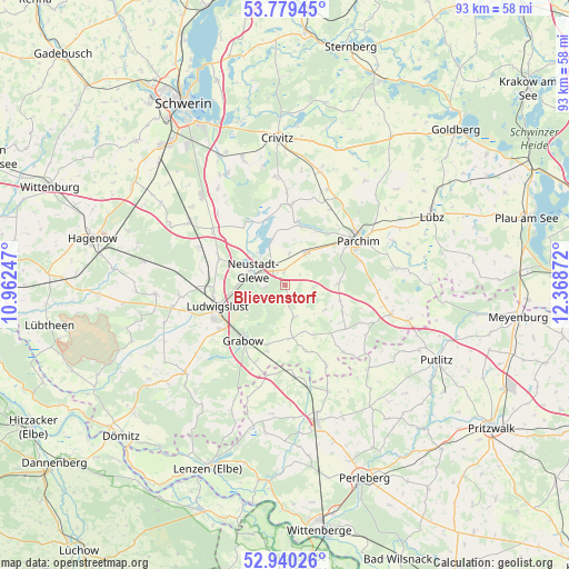 Blievenstorf on map
