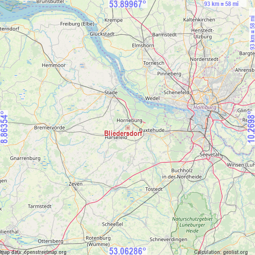 Bliedersdorf on map