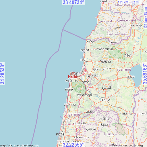 Haifa on map