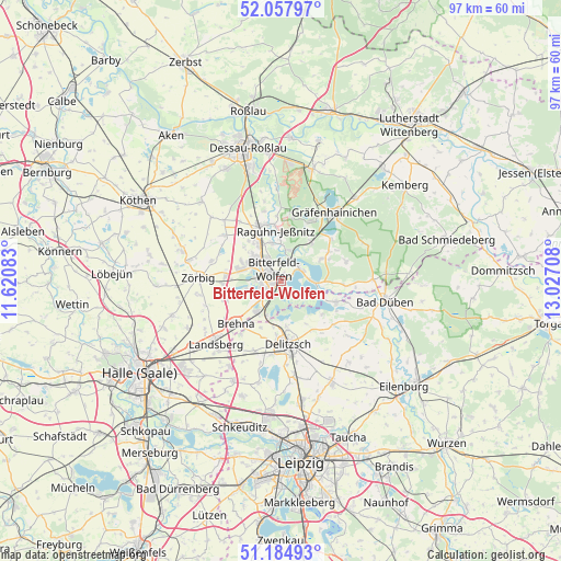 Bitterfeld-Wolfen on map