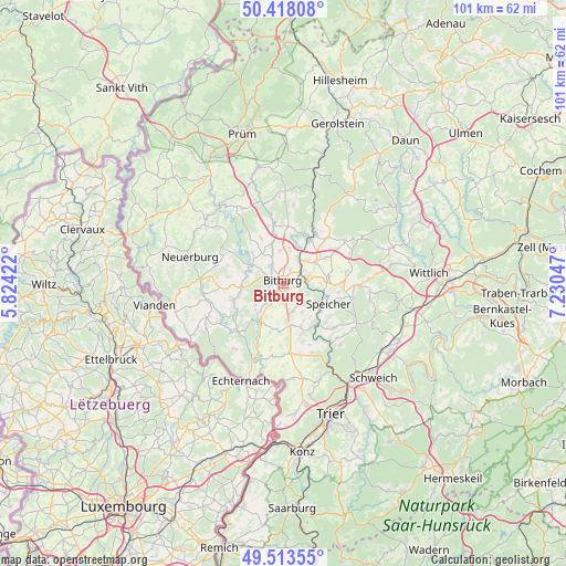 Bitburg on map