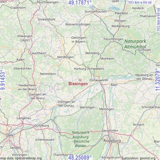 Bissingen on map