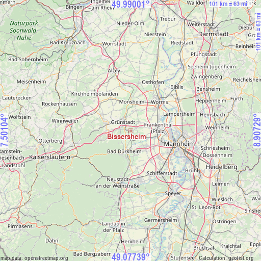 Bissersheim on map