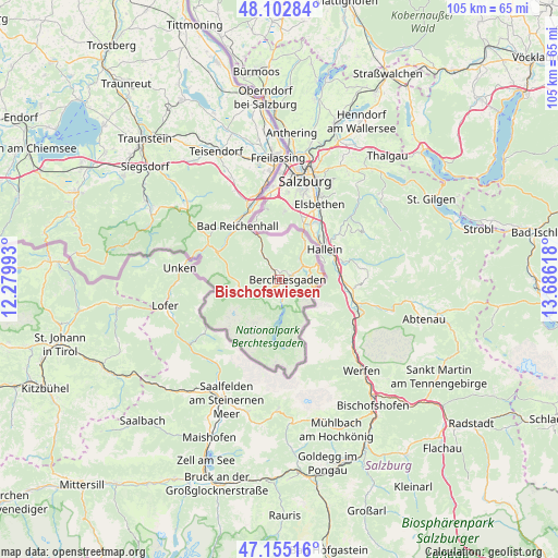 Bischofswiesen on map
