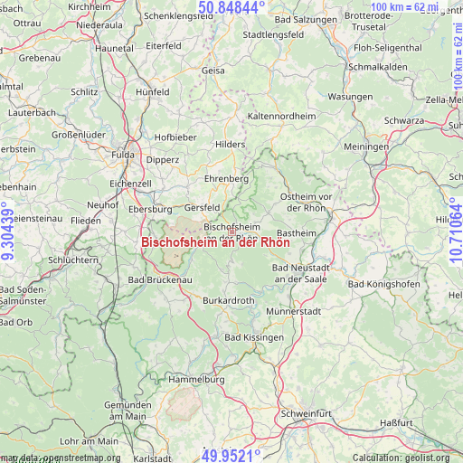 Bischofsheim an der Rhön on map