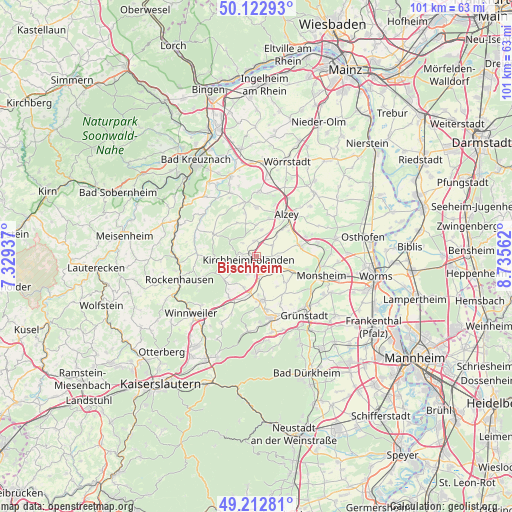 Bischheim on map