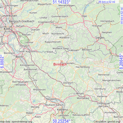 Birnbach on map