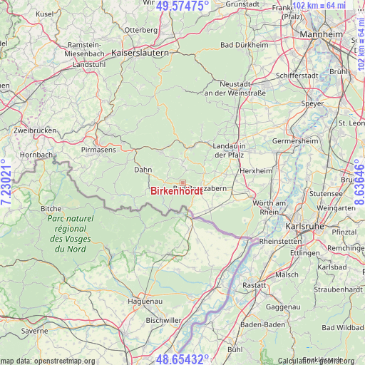 Birkenhördt on map