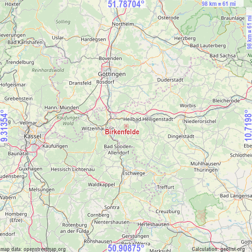 Birkenfelde on map