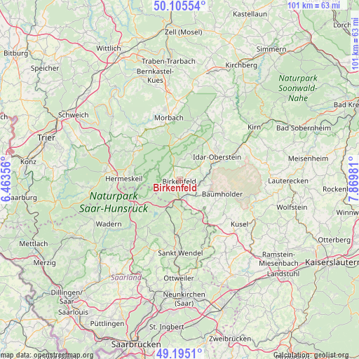 Birkenfeld on map