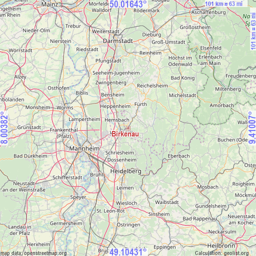 Birkenau on map