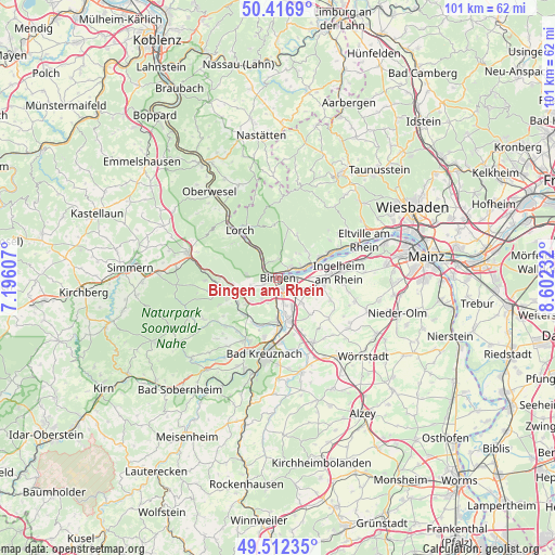 Bingen am Rhein on map