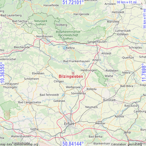 Bilzingsleben on map