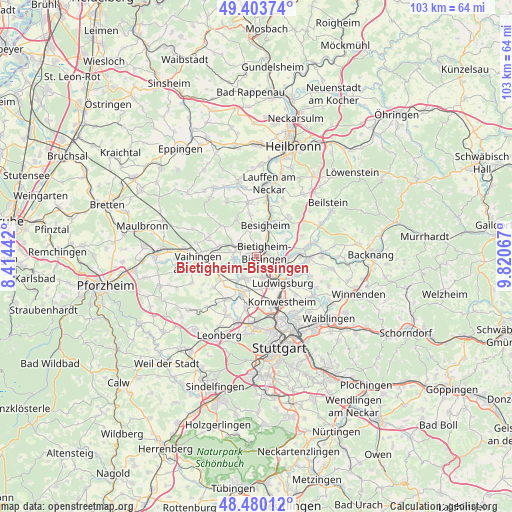 Bietigheim-Bissingen on map