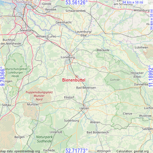 Bienenbüttel on map