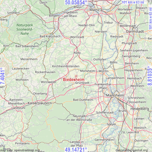 Biedesheim on map