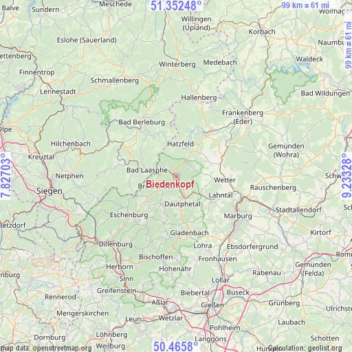 Biedenkopf on map