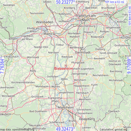 Biebesheim on map