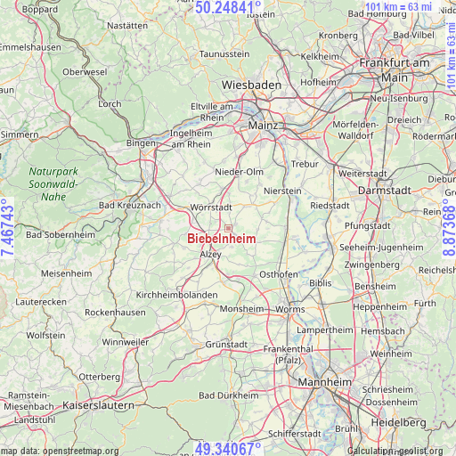 Biebelnheim on map