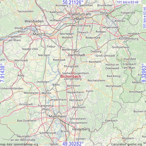 Bickenbach on map