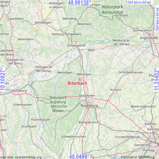 Biberbach on map