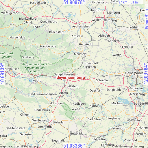 Beyernaumburg on map