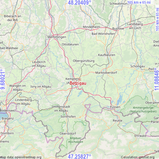 Betzigau on map