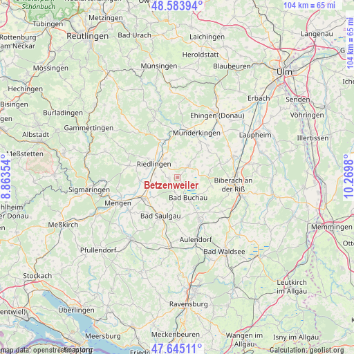 Betzenweiler on map
