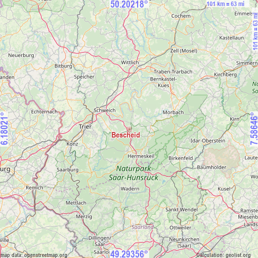 Bescheid on map