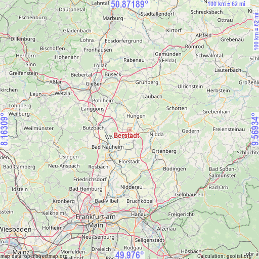 Berstadt on map