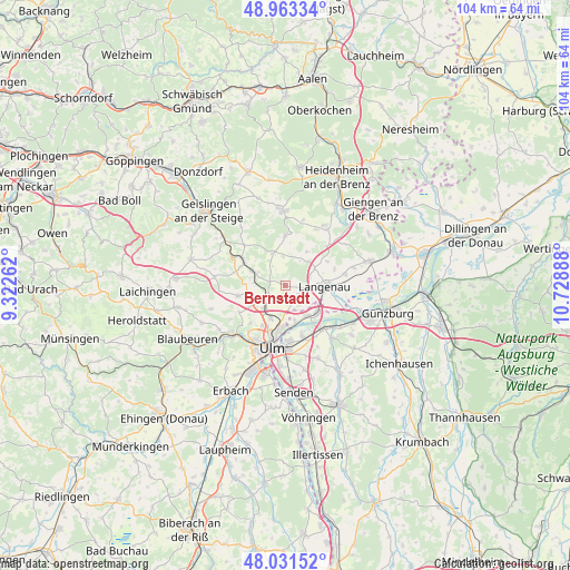 Bernstadt on map