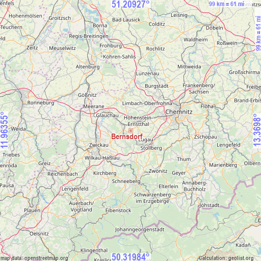 Bernsdorf on map