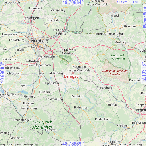 Berngau on map