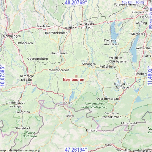 Bernbeuren on map