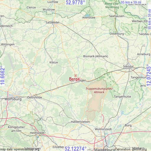 Berge on map