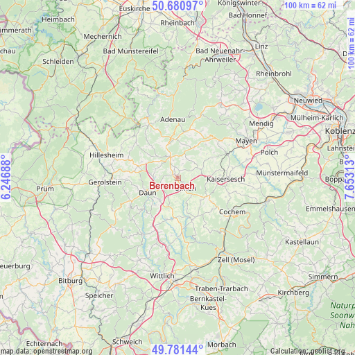 Berenbach on map