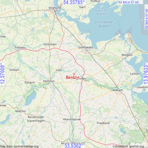 Bentzin on map