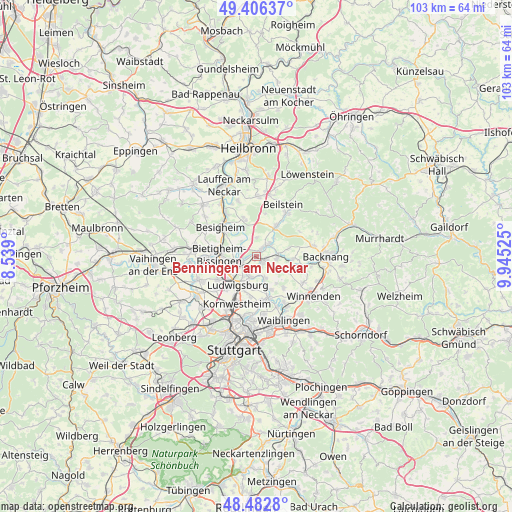 Benningen am Neckar on map