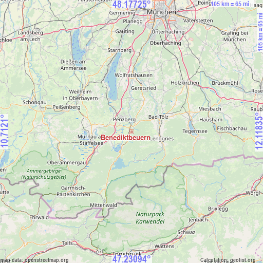 Benediktbeuern on map
